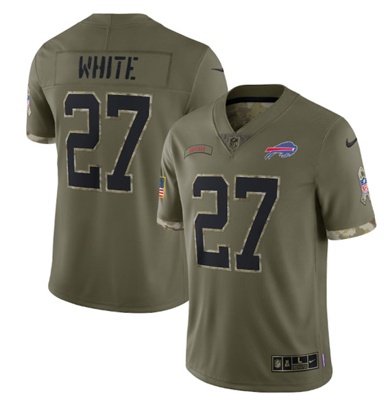 Men's Buffalo Bills #27 Tre'Davious White 2022 Olive Salute To Service Limited Stitched Jersey